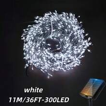 Đèn dây trang trí hình pháo hoa năng lượng mặt trời, 100/200/300 đèn LED lấp lánh, tạo không gian lãng mạn cho hàng rào sân vườn dịp Giáng sinh và Lễ tình nhân. - Đường màu xanh đậm chạy bằng năng lượng mặt trời - Xem 16
