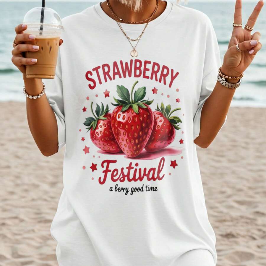 1 Piece Unisex Loose Fit Short Sleeve T-Shirt, 180g, Crew Neck, 100% Pure Cotton, Designed By Y2K Artists In The Bababask Style, Casual And Versatile, With Celebrity Print, Ideal For Urban Style, Daily Outings, Camping, Concerts And Hip-Hop, Rock And Rap Events, Perfect For Festivals, Autumn And Year-Round Wear, Special Offer On Plus Sizes For Women - 白色6 - 查看 1