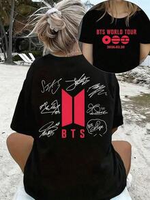 Camiseta , Regalos de Merchandising Retro World Tour 2026, Camiseta Bangtan Come Back para Army, Camiseta de dos caras para Army, Camiseta elegante para mujer para fiestas, Ideal para viajes, uso en casa, fiestas y ropa casual para adultos, Ropa elegante y a la moda. |     Camiseta con Diseño Divertido |     Material no transparente - Negro - Ver 8