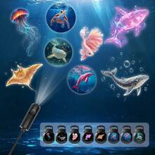 Portable Marine Life Projection Lamp, USB Powered, 360 Degree Rotation, 8 Light Effects, Includes Whale, Turtle, Children's Night Light For Sleeping, Gift - 1 - View 1