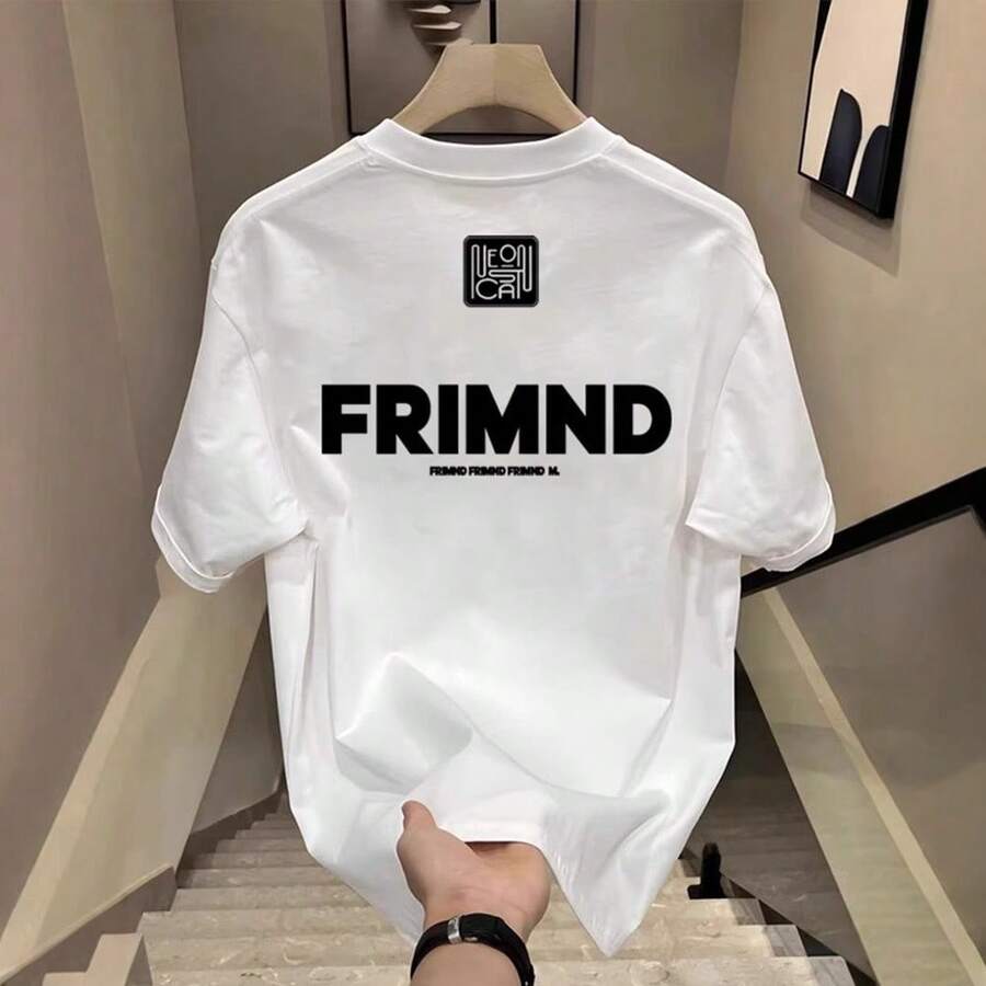 Nueva Camiseta de Verano de Diseño Creativo con Estampado de Dibujos Animados, de Algodón Puro, Cuello Redondo Holgado, Marca de Moda, Manga Corta Versátil. XEIE - 250 g de algodón puro - blanco - Ver 1