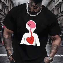 Printed T-Shirt For Men And Women - 黑色 - 查看 1