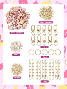 Kit de manualidades DIY para hacer llaveros con cadena y colgante de flor de aleación esmaltada, 80/131/206 piezas, incluye anilla para llaves, hebilla, cadena, argollas y alicates de montaje - Kit para hacer llaveros - Ver 11