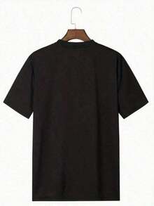 CasualBasic 1 pieza Camiseta con estampado gráfico de vacaciones en la playa para mujer, estilo casual de verano, 100% algodón, cuello redondo, corte holgado, manga corta, top cómodo para uso diario, ropa de algodón para mujer. - Negro - Ver 3