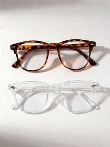 1/2/3pcs Lunettes rétro légères à verres transparents, monture complète unisexe pour ordinateur, jeux, télévision et port décontracté - Multicolore - Voir 18