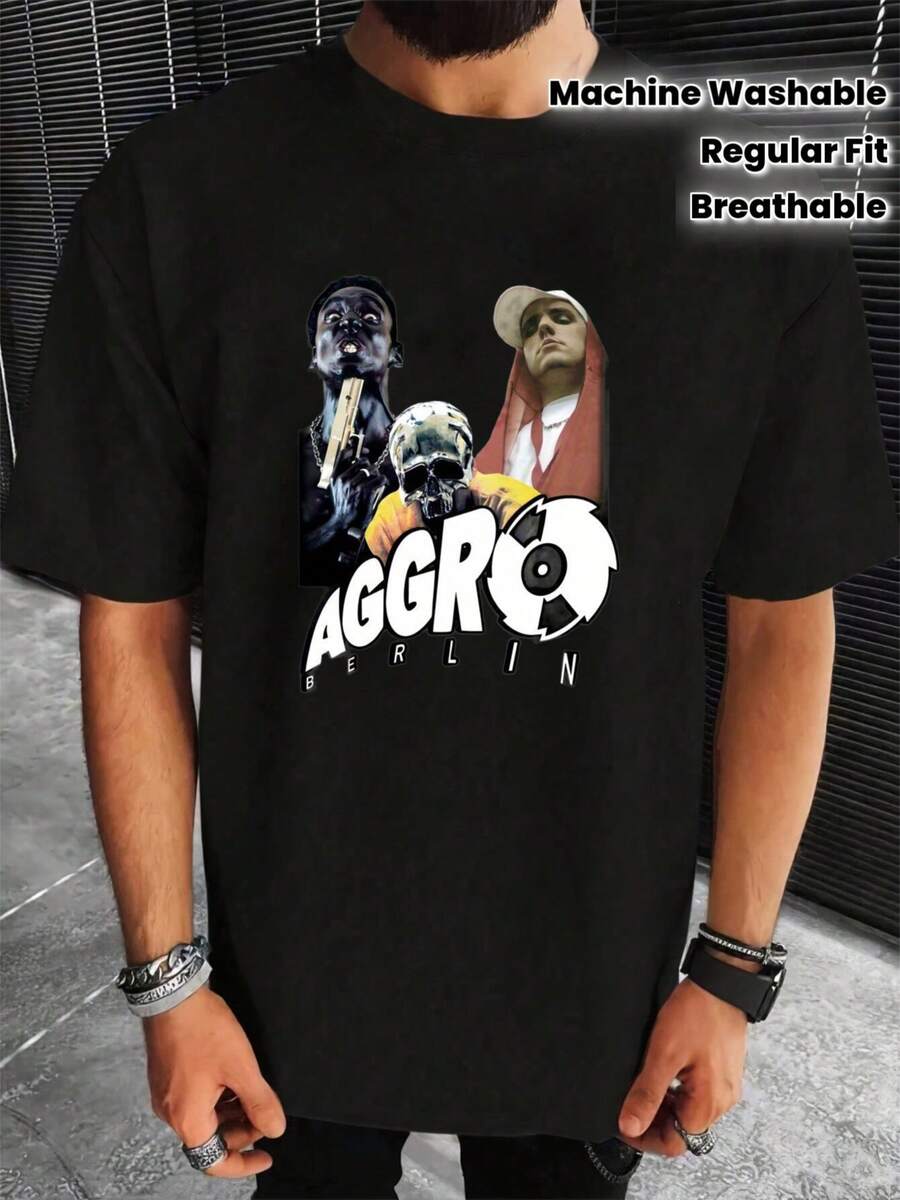 Men T-Shirts - 黑色 - 查看 1