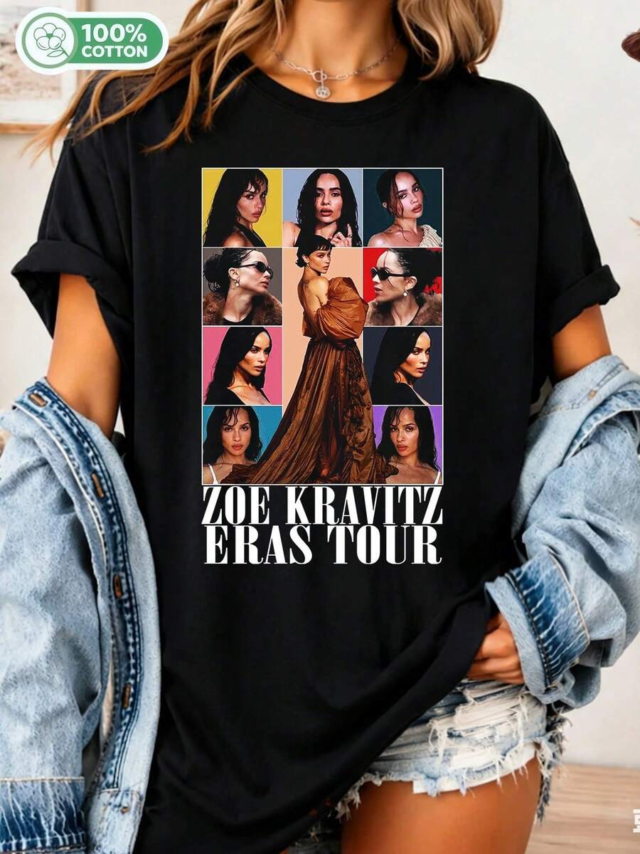 Zoe Kravitz Era Tour T-Shirt, Zoe Kravitz T-Shirt, Roberts Pattinson, Selina Kyle Zoe Kravitz T-Shirt, Zoe Kravitz Tribute T-Shirt - Black - View 1
