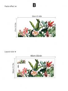 [Refreshing Mori Style] Watercolor Green Plant Floral Wall Stickers - Butterfly / Tropical Plants / Hanging Bouquet Patterns, Self-Adhesive Wall Decals For Living Room, Bedroom, Baseboard - Wall Stickers - View 13