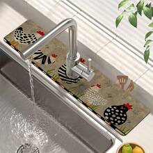 1 pieza Cubierta de grifo con estampado de gallo, de poliéster duradero, de secado rápido, fácil de limpiar, adecuado para cocina y baño, fácil instalación, decoración diaria, regalo, alfombra de baño, alfombrilla de grifo duradera, accesorio de grifo - Multicolor - View 6