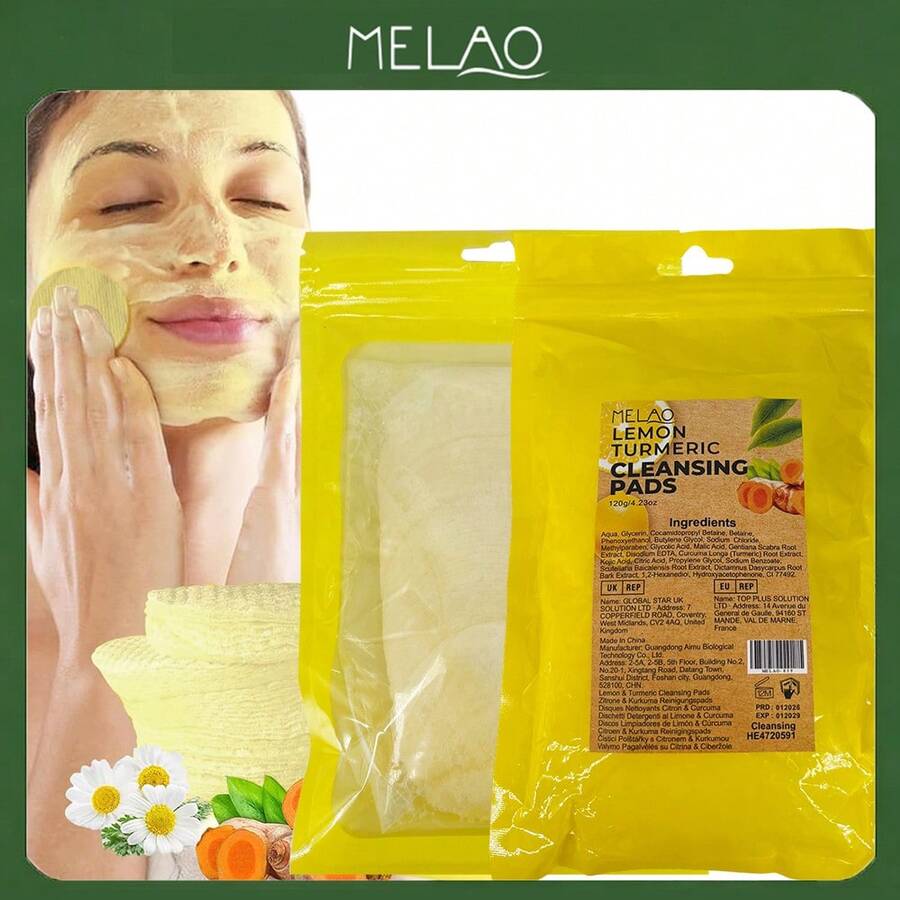 MELAO 柠檬姜黄洁面面膜，60片装 - 亮肤、去角质、清爽面部护理面膜，适合暗沉、肤色不均及日常清洁 - 60個裝 - 查看 1