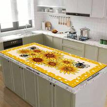 1pc Dish Drying Mat, Coffee Machine Mat, Yellow & White Polka Dot Border Sunflower & Bee Pattern Absorbent Draining Mat, Suitable For Dining Table & Cafe, Strong Water Absorption, Multi-Purpose Drainage Mat, Home Gift, Tabletop Decor - XYLSD-358 - View 13