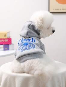 1件寵物衣服，可愛雛菊衛衣，適合小型犬與貓，春季/秋季舒適的小寵物穿著 - 灰色 - 查看 2