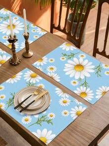 1 pieza Mantel individual de lino con estampado floral, tapete para desayuno, posavasos de café, base para tazón, accesorio de cocina, fácil de limpiar, apto para el hogar, restaurante, decoración del comedor, regalo festivo, regalo para amigos, set multipieza - Multicolor - Ver 4