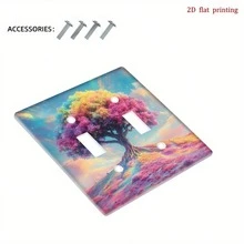 1pc Rainbow Tree Skyline Print Switch Panel Cover, 2D Flat Printing, PC Plastic Material, Suitable For Bedroom/Kitchen/Living Room Decor - Multicolor - View 14