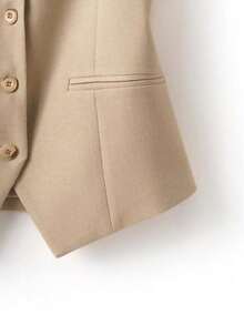 Women's Spring New Suit Vest Jacket, Slim Fit Commuter Versatile Sleeveless Top Summer - Khaki - View 4