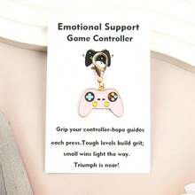 1pc/3pcs Cartoon Mini Game Controller Keychain, Paired With " Game Controller" Inspirational Theme Card, And Healing. Suitable As A Game-Themed Event Gift, Lightweight And Compact, Easy To Transport. Ideal For Game Enthusiasts, Students, Young Colleagues, To Convey Encouragement In A Relaxed Way, Practical To Hang On Bags. - Multicolor - View 5