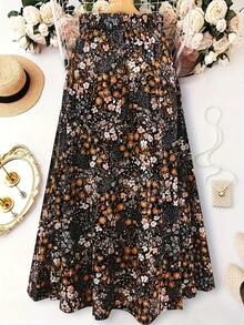 Elegant Summer Beach Dress, Midi Dress With Ruffles And Floral Print, High Waist With Elastic Waistband, Vintage Vacation Style - 混合顏色 - 查看 3