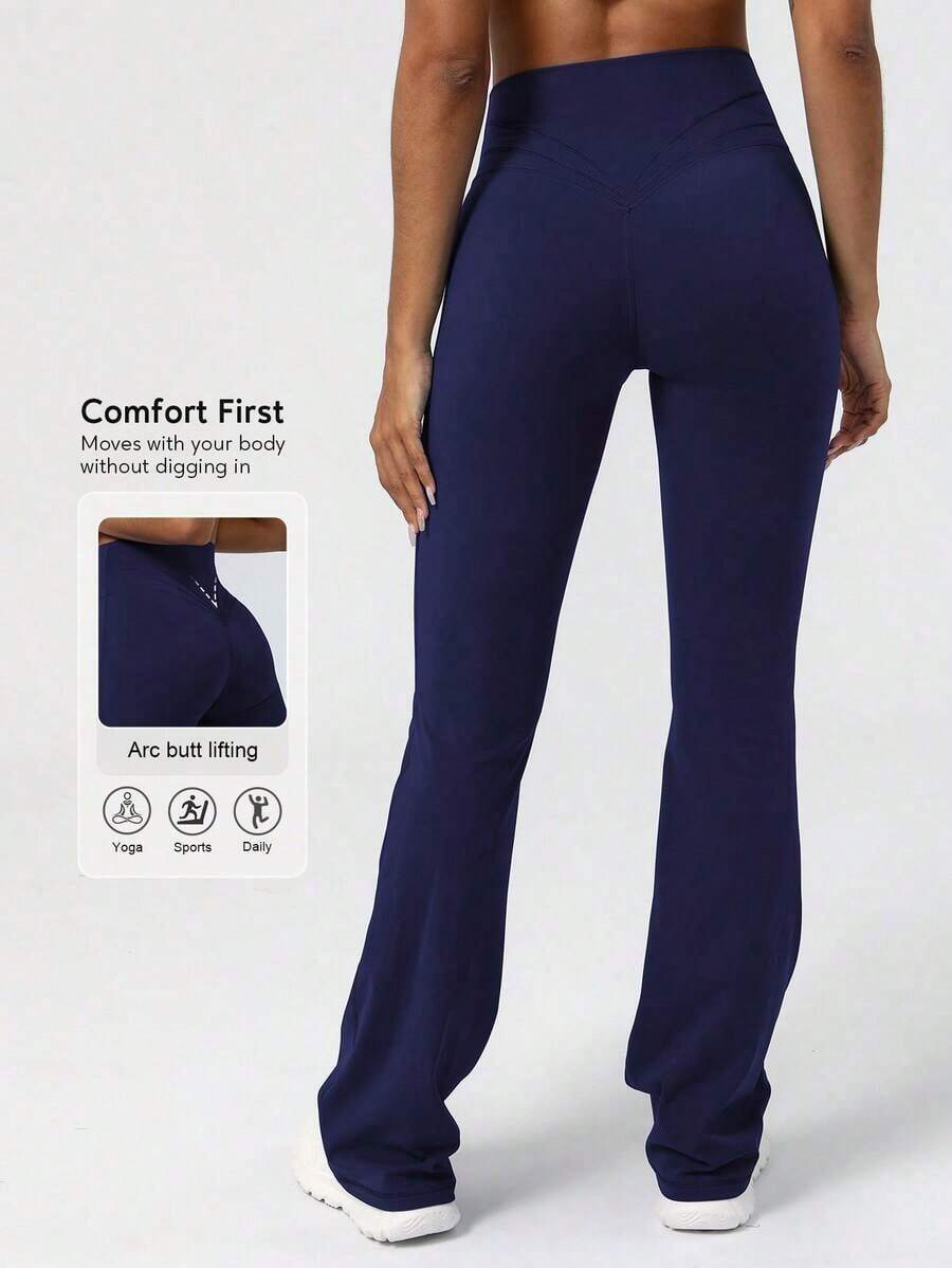2026 Sodalemon Women's Black Slim Fit Flared Yoga Sweatpants For Spring - 海軍藍 - 查看 1