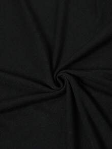 Camiseta manga corta cuello redondo 100% algodón, estampado trendy, tejido ligero y ventilado, estilo moda casual, apta para vida diaria, salidas informales y citas en primavera, verano y otoño - Negro - Ver 5