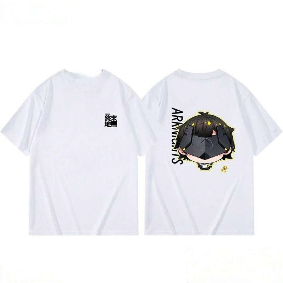 Camiseta de manga corta unisex de verano, casual, versátil y a la moda, merchandising del juego Arknights Administrator. - Blanco - Ver 1