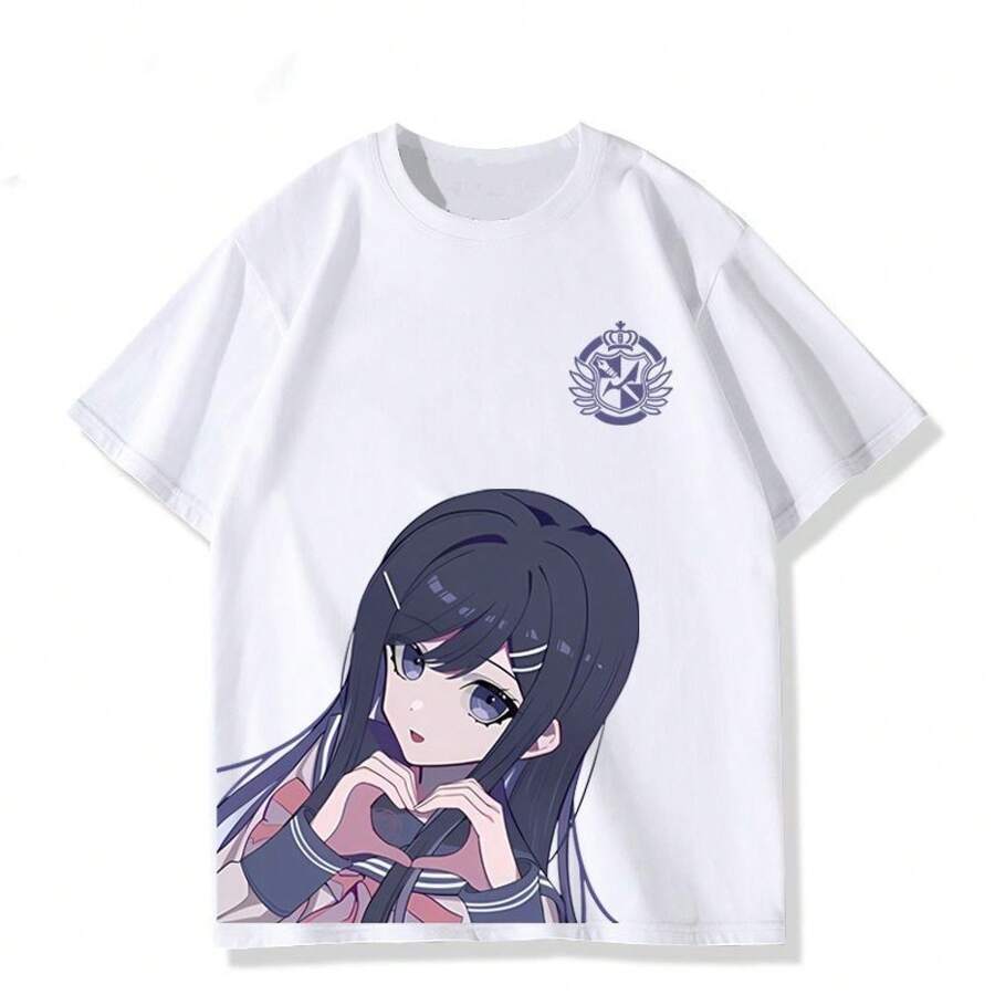 Chigusa Hinata T-Shirt, Short Sleeve Top, Anime Merchandise, Student Clothing For Men And Women, Summer. - 白色 - 查看 1