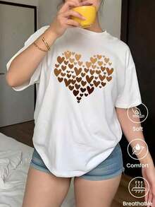 Camiseta de cuello redondo y mangas cortas de ropa fashion, fabricada en México, para la temporada primavera-verano 2025. Con estampado de dibujos animados, es un modelo de pareja, apta para usar tanto por dentro como por fuera, ideal para oficina y estilo casual, diseñada para hombres y mujeres, en unidad individual. - Blanco - Ver 1