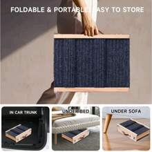 A Portable, Stable Pet Ramp For Sofas And Foldable Dog Beds, With 4 Adjustable Height Settings (24-43 Cm). It Features Non-Slip Steps And Is Suitable For Use On Beds, Sofas, Cars, And Other Similar Surfaces. - 黑色 - 查看 4