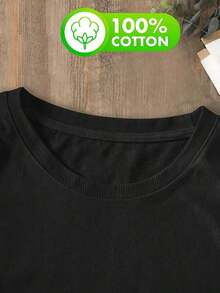 Camiseta de algodón puro para mujer, estampada con un diseño de tres libélulas, es perfecta para usar en primavera y verano, adecuada para vestimenta casual al salir, hacer ejercicio o ir de vacaciones, y presenta un diseño suave y cómodo. - Negro - Ver 4