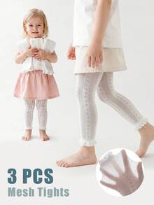 3 chiếc quần tất đơn giản cho bé gái, dài đến mắt cá chân, quần legging mùa hè cho bé, hoàn hảo để mặc hàng ngày. - Nhiều màu - Xem 12