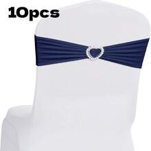 10pcs Elastic Chair Bands With Bow Tie, Adjustable Stretchable Chair Covers With Sliders, Universal For Wedding Party Event Decoration - Multicolor - View 16