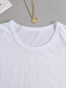 Cherry Print T-Shirt For Spring, Summer And Autumn, Short Sleeve And Round Neck, Casual Women's Clothing, Plus Size T-Shirt--Comfortable And Relaxed Shirt For Leisure Time. - 白色 - 查看 3