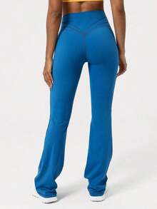 2026 Sodalemon Women's Black Slim Fit Flared Yoga Sweatpants For Spring - 藍色的 - 查看 7