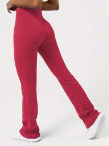 2026 Sodalemon Women's Black Slim Fit Flared Yoga Sweatpants For Spring - 紅色的 - 查看 7