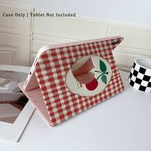 1pc Vintage Red Gingham Cherry Print 360° Rotatable Protective Tablet Case ,Multi-Angle Magnetic Stand Cover With Auto Sleep/Wake Function, Compatible With IPad PRO/AIR, Compatible With SAMSUNG,Compatible With XIAOMI Pad 5/6/7,Compatible With Huawei Matepad - Multicolor - View 5