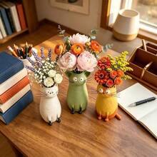 Handmade Creative Quirky Little Cat Vase, Resin Material Cartoon Cat Flower Pot, Desktop Decor, Living Room & Study Atmosphere Enhancer - one-size - View 7