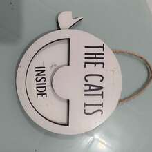 1pc Round Wooden Pet Door Sign, Creative Cat Dog Home Decor For Indoor And Outdoor - A - View 6