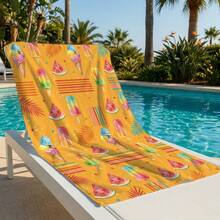 1pc Ice Cream Printed Beach Towel, Suitable For Travel, Outdoor Camping, Beach, Swimming, Beach Vacation - A - View 3