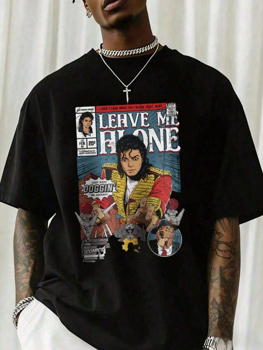 1pc Women's Blouse, Men's Casual And Modern T-Shirt With Comic Book Style | Stylish Men's Clothing, Comfortable T-Shirts, Sweatshirts, And Shirts | Ideal For Daily Wear, Work, And Outings | Easy To Match, Show Off Your Style - 黑色 - 查看 1