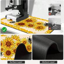 1pc Dish Drying Mat, Coffee Machine Mat, Yellow & White Polka Dot Border Sunflower & Bee Pattern Absorbent Draining Mat, Suitable For Dining Table & Cafe, Strong Water Absorption, Multi-Purpose Drainage Mat, Home Gift, Tabletop Decor - XYLSD-358 - View 10