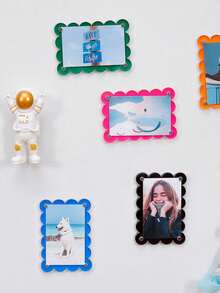 3-Inch Colorful Transparent Magnetic Photo Frame - Wavy Floral Border Design, Creative Office Whiteboard And Home Fridge Decor, Ideal Birthday Holiday Gift - Multicolor - View 8