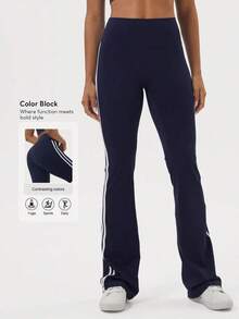 2026 Sodalemon Women's Black Slim Fit Flared Yoga Sweatpants For Spring - 海軍藍 2 - 查看 2