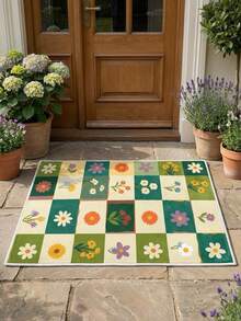 1pc Washable Fresh Floral Pattern Runner Rug, Healing Mori Style Entryway/Hallway Decor Carpet, Corridor Long Rug, Rug, Runner Rug, Area Small Rug, Mat, Home Decor, Area Rug, Living Room Area Rug, Living Room Home Decor, Room Decor, Washable Rug - Multicolor - View 3