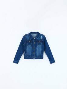 Chamarra Denim Slim Con Desgastados Premium, Estilo Urbano Trendy. - Azul Oscuro H3NZY04 - Ver 9