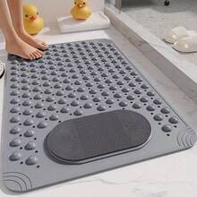 PVC Bathroom Floor Mat With Massage Nodes - Shower Mat, 0.35 Inch Thick Soft Cushioned  And Durable PVC Bathroom Mat, Hand Washable - Non-Slip Bathroom Accessories (Multiple Colors Available) - 深灰色 - 查看 9