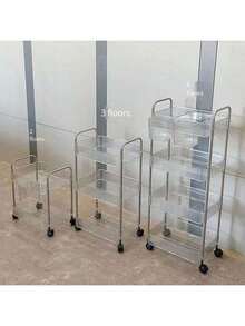 1 Stück transparenter beweglicher Make-up Aufbewahrungswagen, Badezimmer Organizer Regal mit großer Kapazität und Multifunktion, Badezimmer Accessoires - Verschiedenfarbig - Übersicht 11