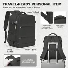 40x30x20厘米符合飞机尺寸规定的旅行背包,内置真空泵,30升大容量,可随身携带,带笔记本电脑隔层,防水多口袋日常背包,配有行李带,男女通用商务旅行背包 - 彩色 - 查看 4