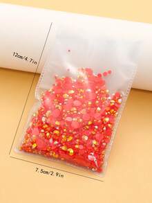 2MM-6MM 混合尺寸 2000顆/包 圓形平底樹脂水鑽 糖果果凍 AB色 亮面亮片 DIY 寶石鑽石 黏貼珠飾，適用於衣服、包包、鞋子、馬克杯、瓶子、保溫杯、手機、DIY配件 - 大紅43 - 查看 6
