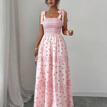 Raffinéa Women's Elegant Floral Print Vacation Dress, Summer Floral Dress Women Pink Dress - Celeste - Ver 4