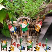 1 pieza/3 piezas Juego de decoración colgante de gnomo soñador, adornos para el alféizar de la ventana, decoraciones de escritorio, accesorios de estilo de cuento de hadas, figuritas caprichosas, esculturas artesanales duraderas, estatuas hechas a mano, figuritas en miniatura, muñecos de gnomo decorativos, regalos coleccionables soñadores - enanos - Ver 5