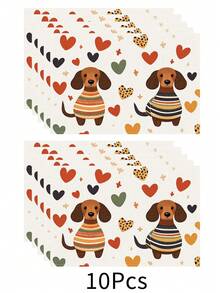 1 pieza Mantel individual de lino con estampado de perro, tapete para desayuno, posavasos de café, base para tazón, accesorio de cocina, fácil de limpiar, apto para el hogar, restaurante, decoración del comedor, regalo festivo, regalo para amigos, juego de múltiples piezas - Multicolor - Ver 22